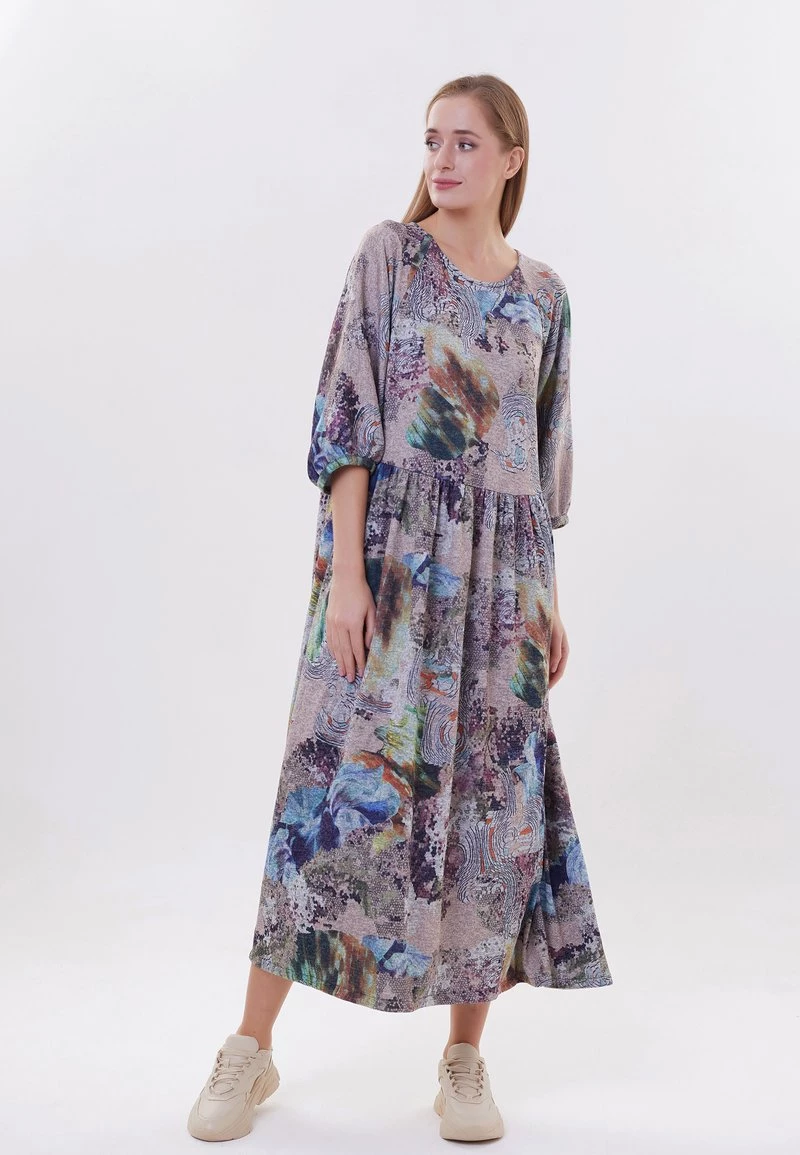 Promo β¨ Madam-T Donna HANITESSA - Vestito Estivo - Dunkelbeige Blau π - immagine 2