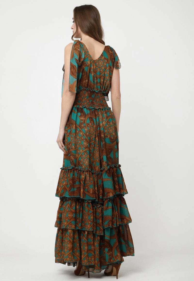 Miglior offerta π Madam-T Donna Vestito Lungo - Aqua/braun β - immagine 3