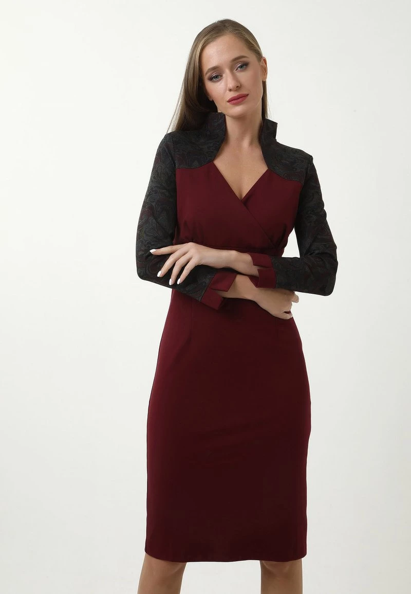 Nuovo di zecca π Madam-T Donna MARGARET - Tubino - Grau, Weinrot βοΈ - immagine 4