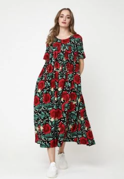 Presa β€οΈ Madam-T Donna Vestito Lungo - Schwarz Rot π―