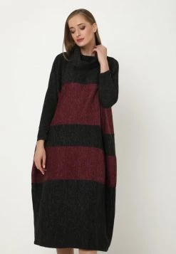 Offerte ❤️ Madam-T Donna Abito In Maglia - Schwarz Weinrot ✨