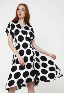 Miglior prezzo π Madam-T Donna RACHEL - Vestito Estivo - Weiß Schwarz π