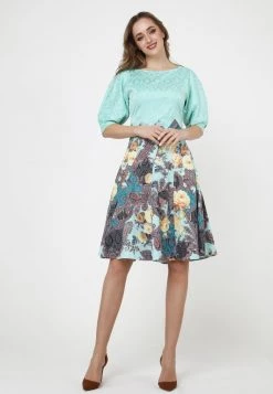 Vendita lampo π Madam-T Donna Vestito Estivo - Aqua Gelb π