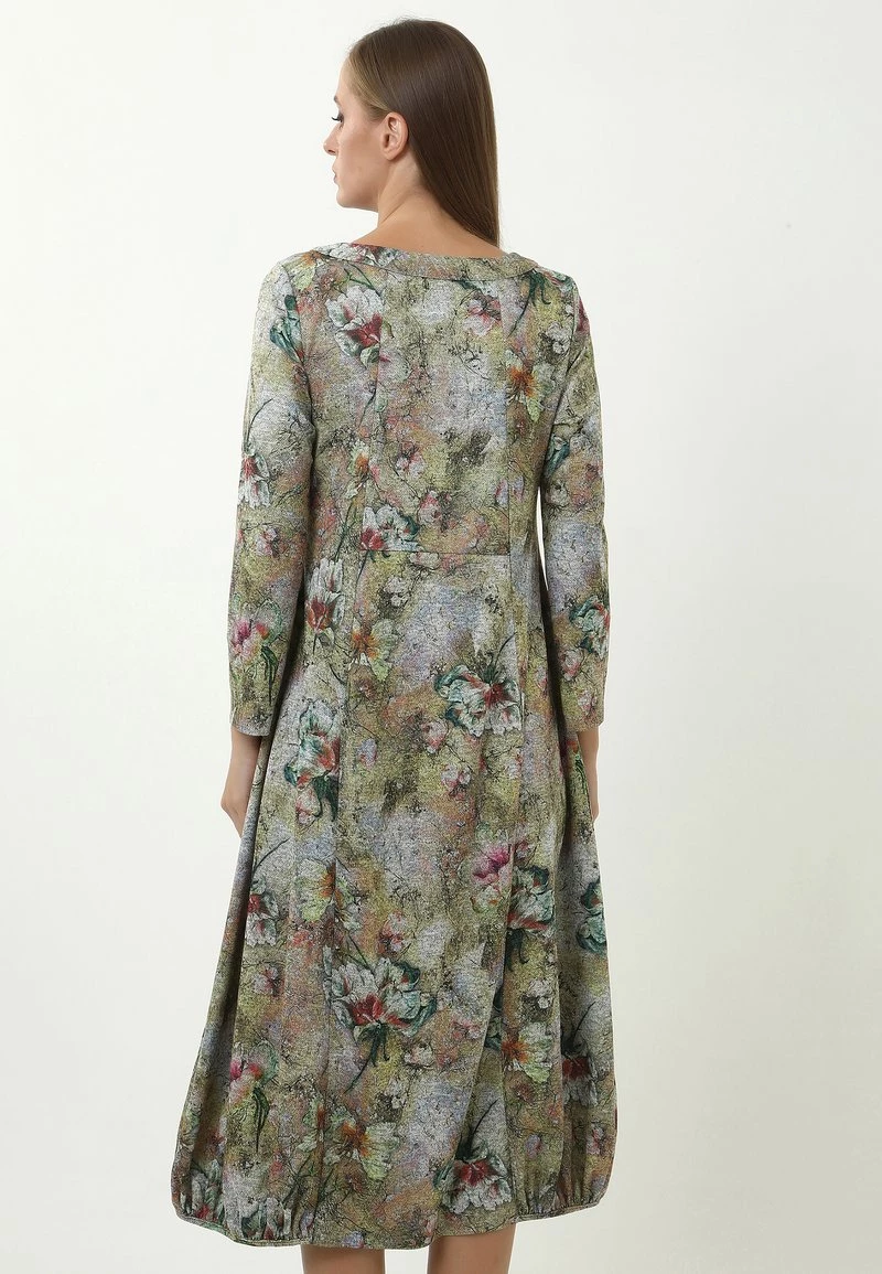 Nuovo π Madam-T Donna Vestito Lungo - Oliv, Grau π― - immagine 7