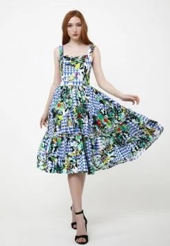 Offerte 😍 Madam-T Donna KERSTIN - Vestito Estivo - Weiß, Kornblumenblau 🔥