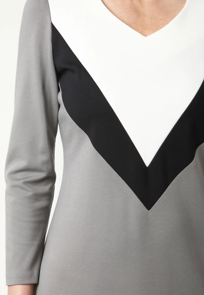 Offerte π Madam-T Donna DGINI - Vestito Di Maglina - Grau, Weiß π - immagine 5