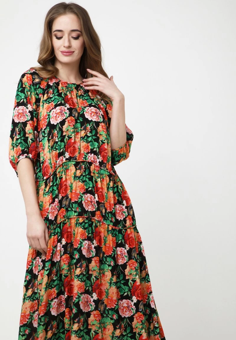 Vendita all'ingrosso π Madam-T Donna GRETELE - Vestito Lungo - Schwarz Orange π - immagine 6