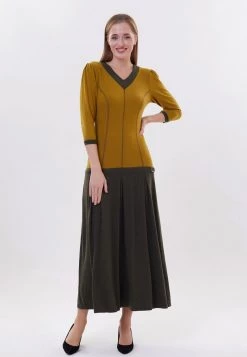 Migliore vendita π Madam-T Donna VARZINA - Vestito Lungo - Senf/khaki π₯