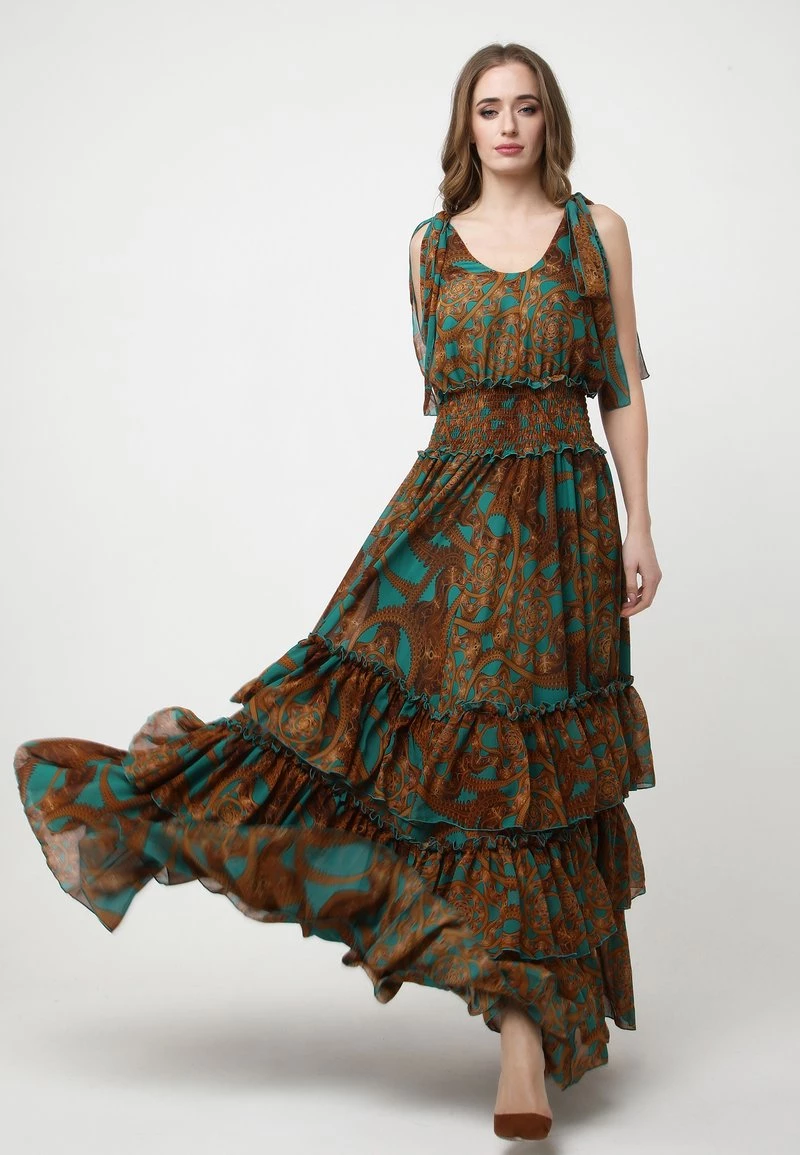 Miglior offerta π Madam-T Donna Vestito Lungo - Aqua/braun β - immagine 2