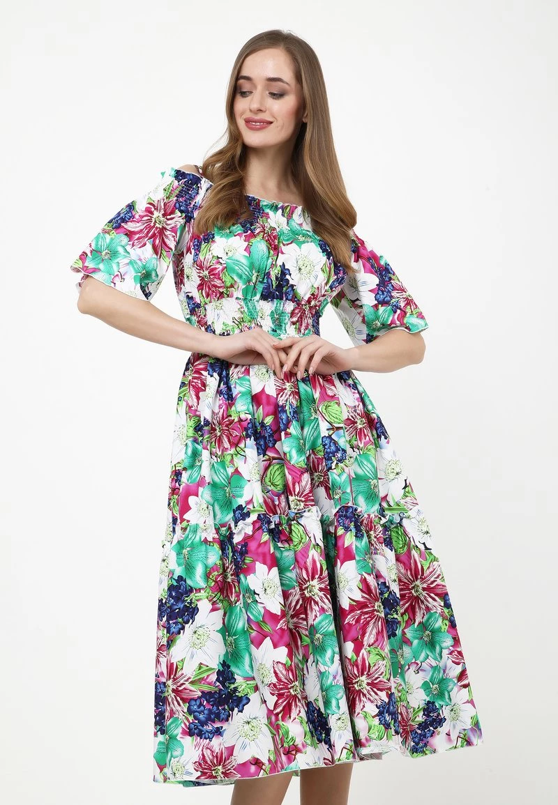 Nuovo π Madam-T Donna FERANA - Vestito Estivo - Weiß, Himbeere π