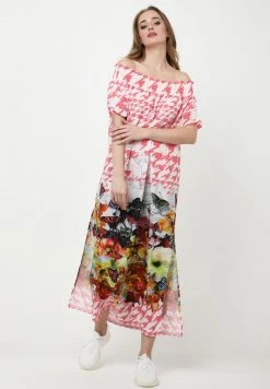 Bilancio 😀 Madam-T Donna DERIN - Vestito Estivo - Weiß, Rosa ⌛