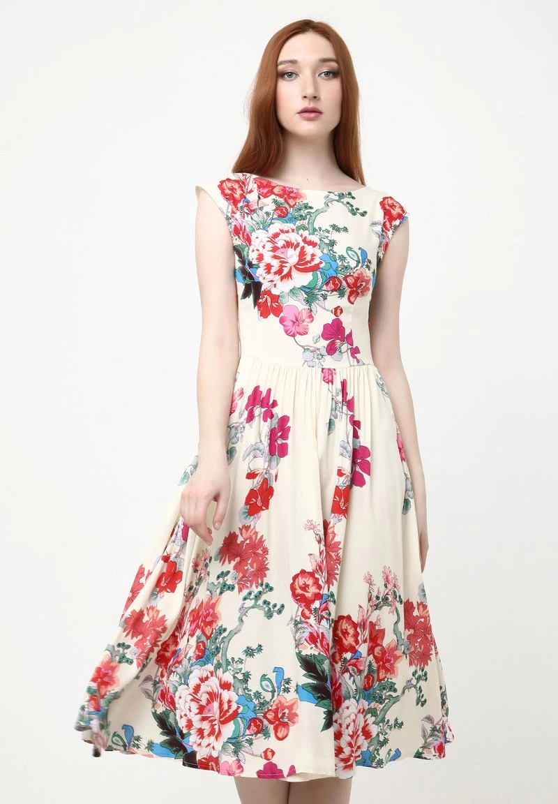 Promo π Madam-T Donna Vestito Estivo - Beige Rot π - immagine 6