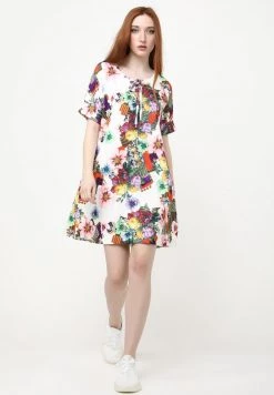 Bilancio 👍 Madam-T Donna LAURA - Vestito Estivo - Beige, Lila 👏