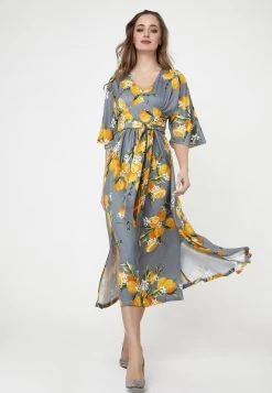 Bilancio 😉 Madam-T Donna Vestito Estivo - Grau Gelb ✨