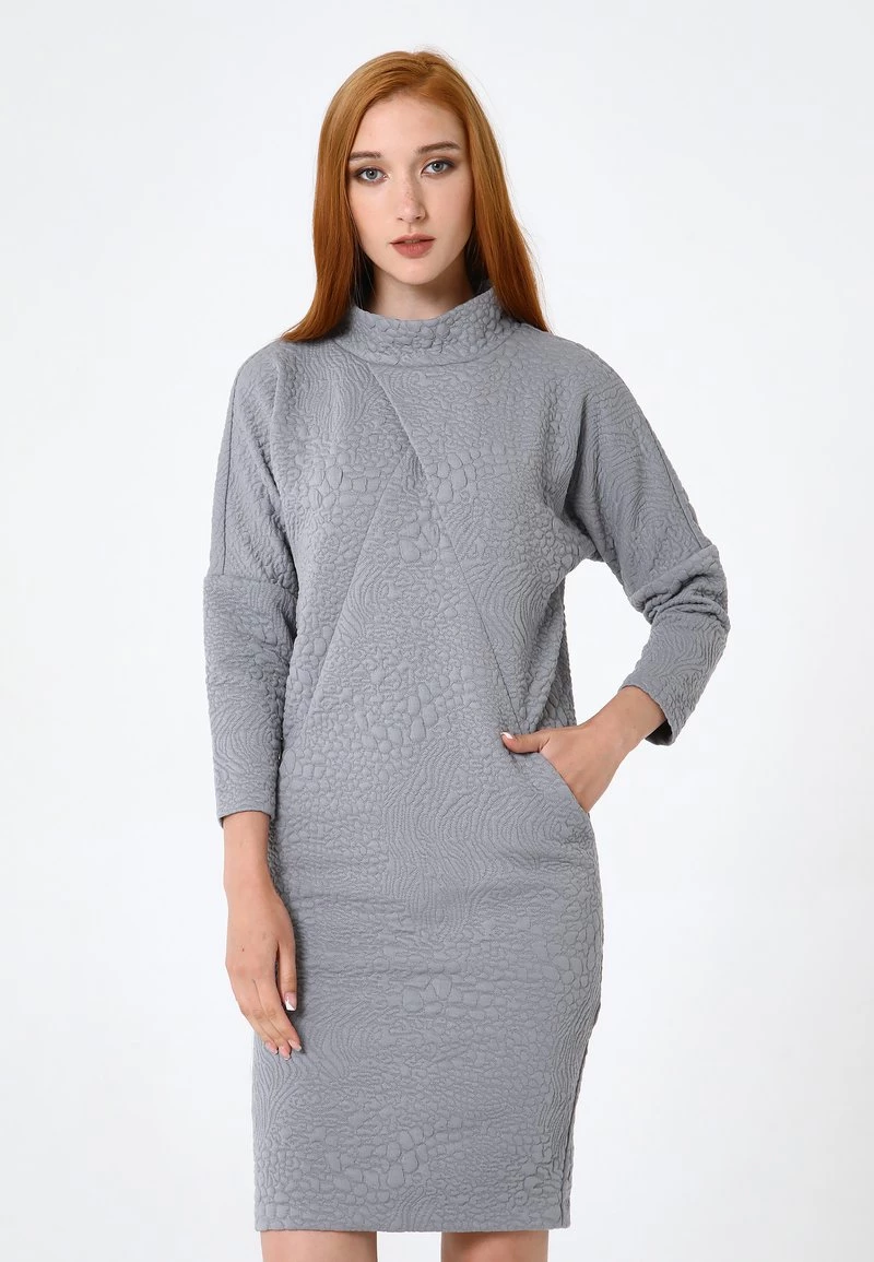 Nuovo di zecca β Madam-T Donna Abito In Maglia - Grau π