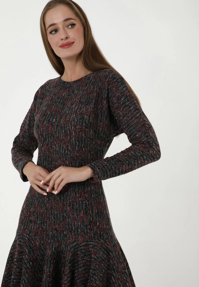 Nuovo π Madam-T Donna SAMARA - Abito In Maglia - Dunkelgrau Rot βοΈ - immagine 4