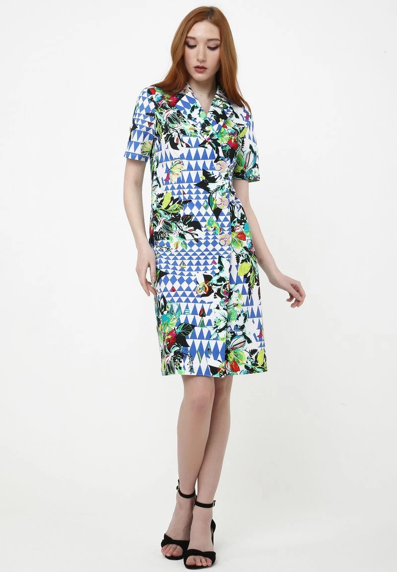 Nuovo π― Madam-T Donna ELMA - Abito A Camicia - Weiß, Kornblumenblau βοΈ - immagine 6