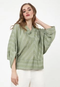 A buon mercato 🧨 Madam-T Donna LORETTA - Camicetta - Khaki, White 😉