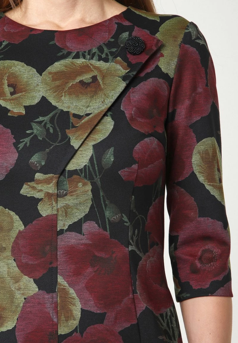 Nuovo 𧨠Madam-T Donna JERSEYKLEID - Vestito Di Maglina - Schwarz/weinrot π - immagine 6