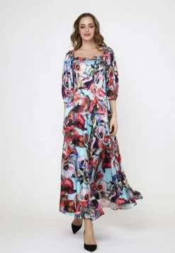 Acquistare 🥰 Madam-T Donna MARLIN - Vestito Estivo - Hellblau Fuchsia 😍