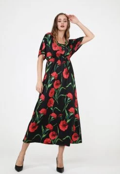 Nuovo di zecca ✨ Madam-T Donna LESTRA - Vestito Estivo - Schwarz/ Koralle 🥰