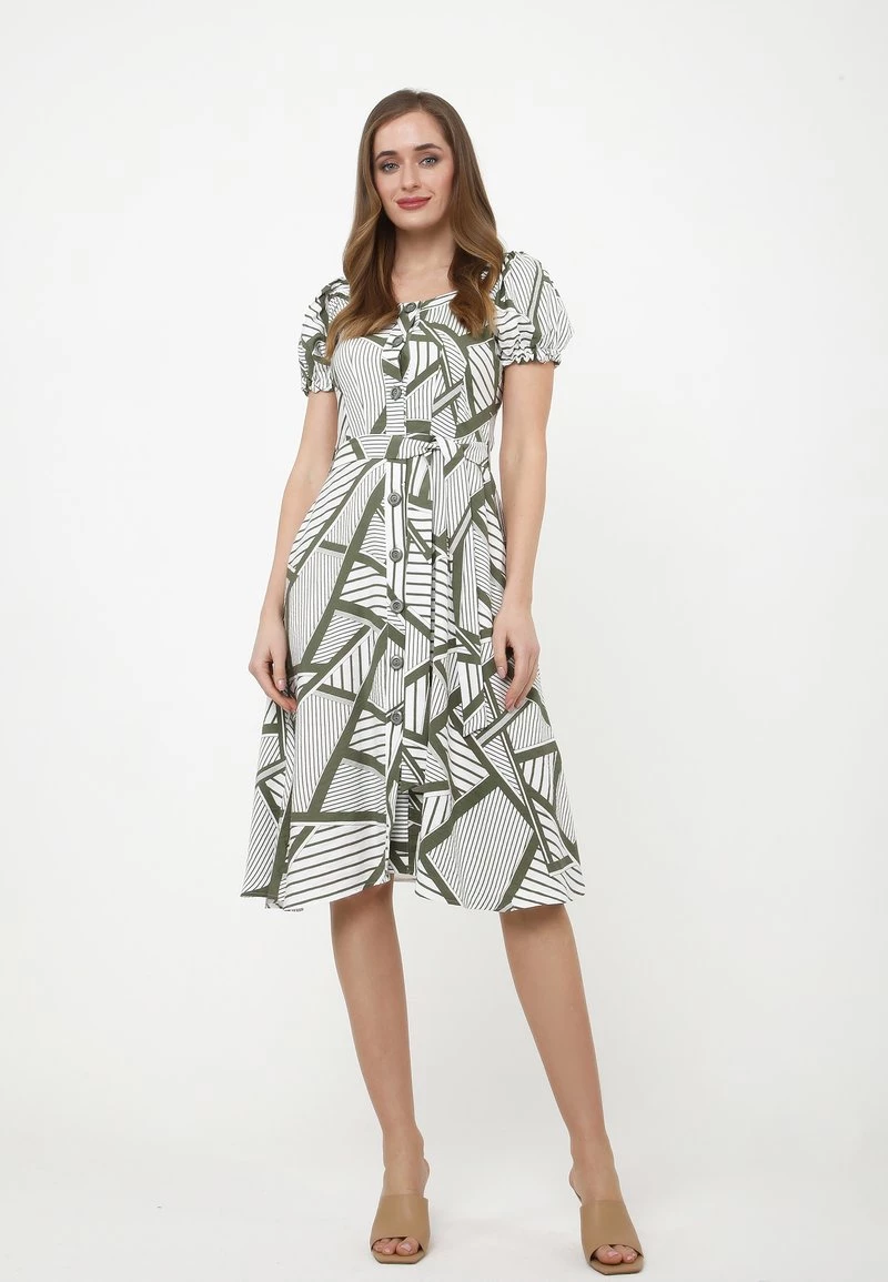 Offerte π Madam-T Donna FULLA - Vestito Estivo - White, Khaki β¨ - immagine 2