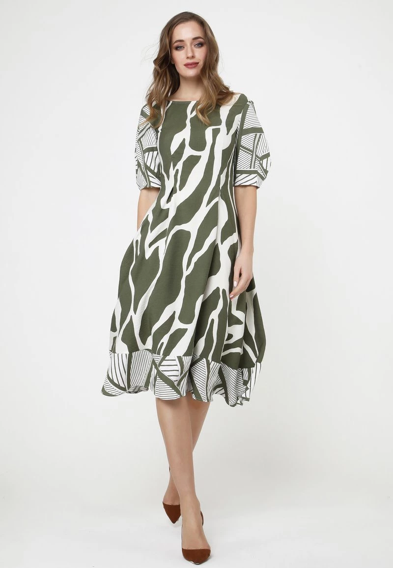 Vendita calda π Madam-T Donna KLEID ROBERTA - Vestito Estivo - Khaki/weiß β€οΈ - immagine 2