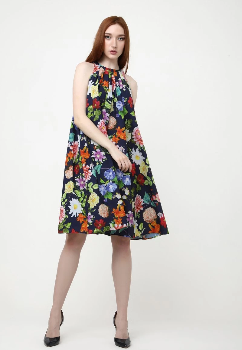 Nuovo di zecca π Madam-T Donna FAVIA - Vestito Estivo - Blau/koralle π - immagine 4