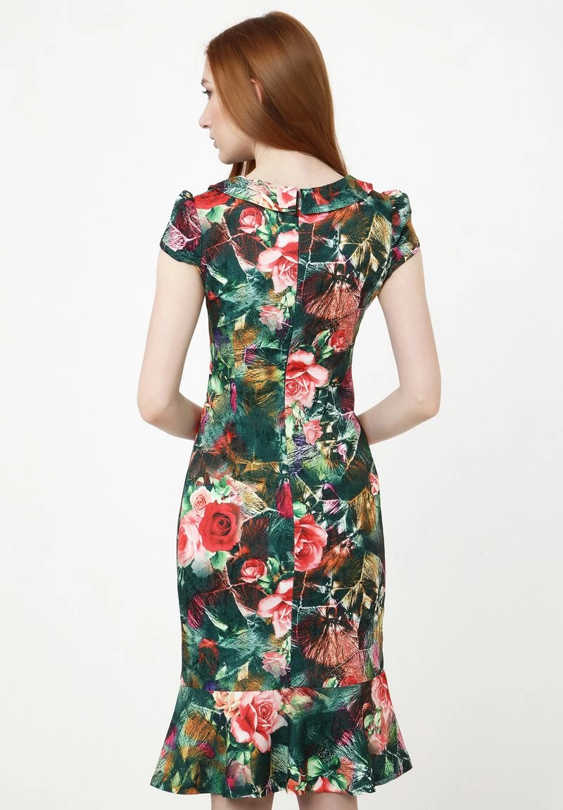 Il piΓΉ economico π Madam-T Donna DEVENTA - Vestito Estivo - Grün, Koralle π - immagine 3