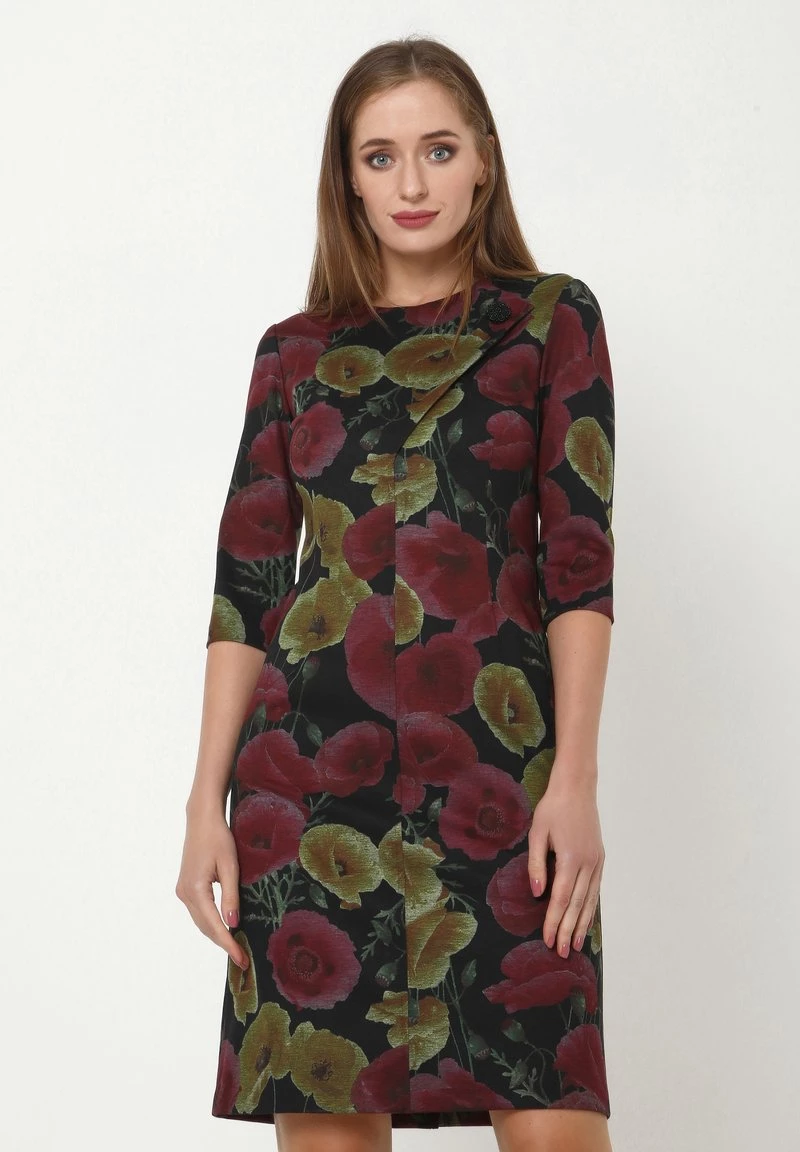 Nuovo 𧨠Madam-T Donna JERSEYKLEID - Vestito Di Maglina - Schwarz/weinrot π