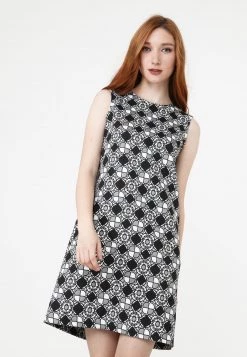 Il più economico 😉 Madam-T Donna LANA - Vestito Estivo - Schwarz-weiss 😍