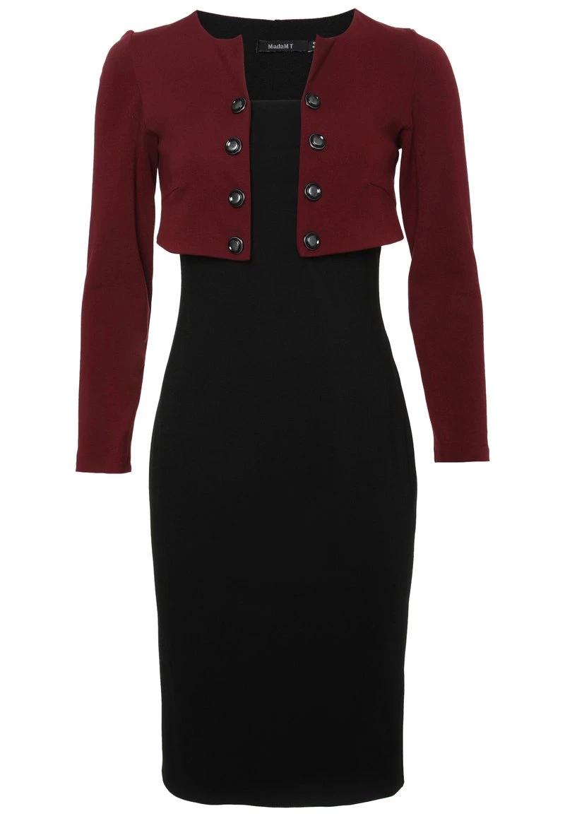 Migliore vendita π Madam-T Donna Vestito Di Maglina - Schwarz, Weinrot π€© - immagine 6
