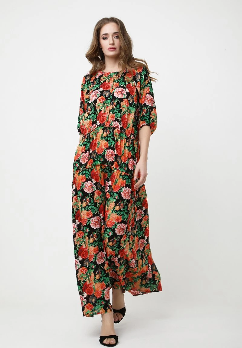 Vendita all'ingrosso π Madam-T Donna GRETELE - Vestito Lungo - Schwarz Orange π - immagine 2