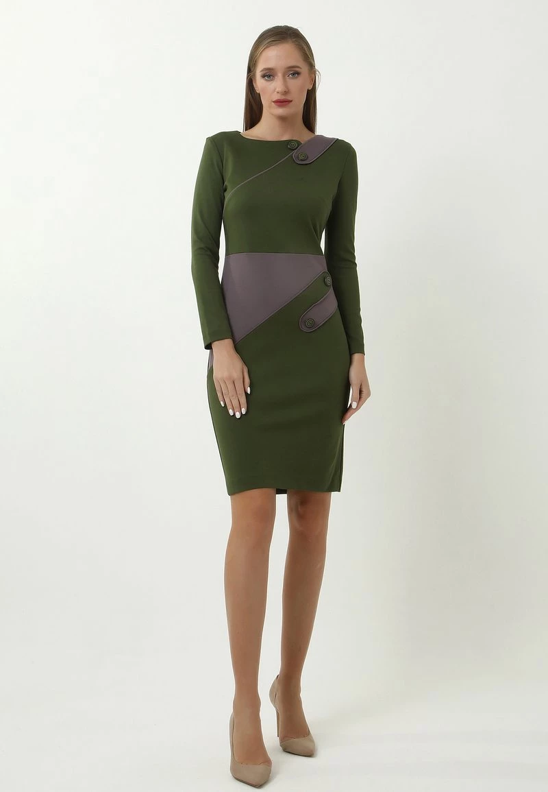 Nuovo di zecca π Madam-T Donna DELPH - Tubino - Khaki Grau π - immagine 3