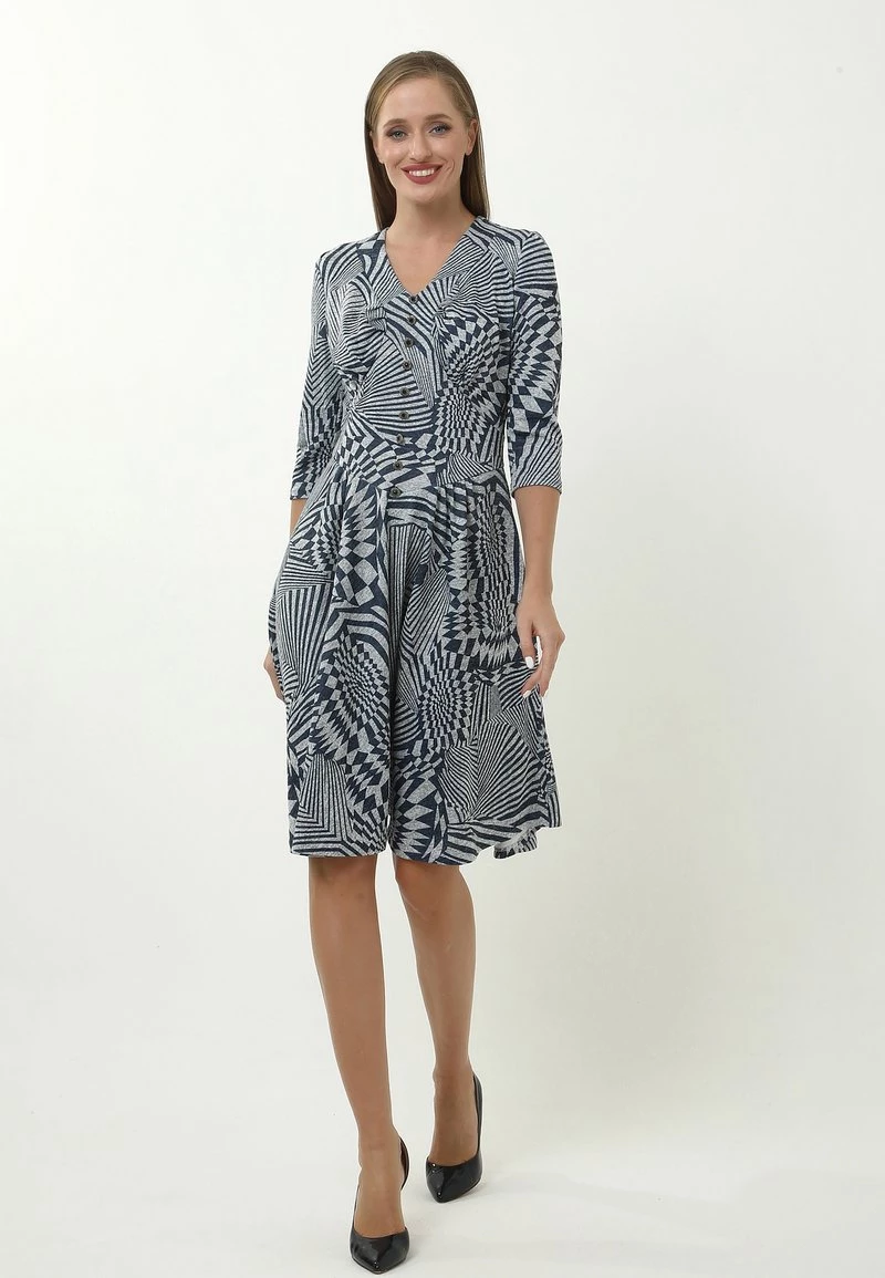 Nuovo π Madam-T Donna DAISY - Vestito Estivo - Grau/ Blau π - immagine 2