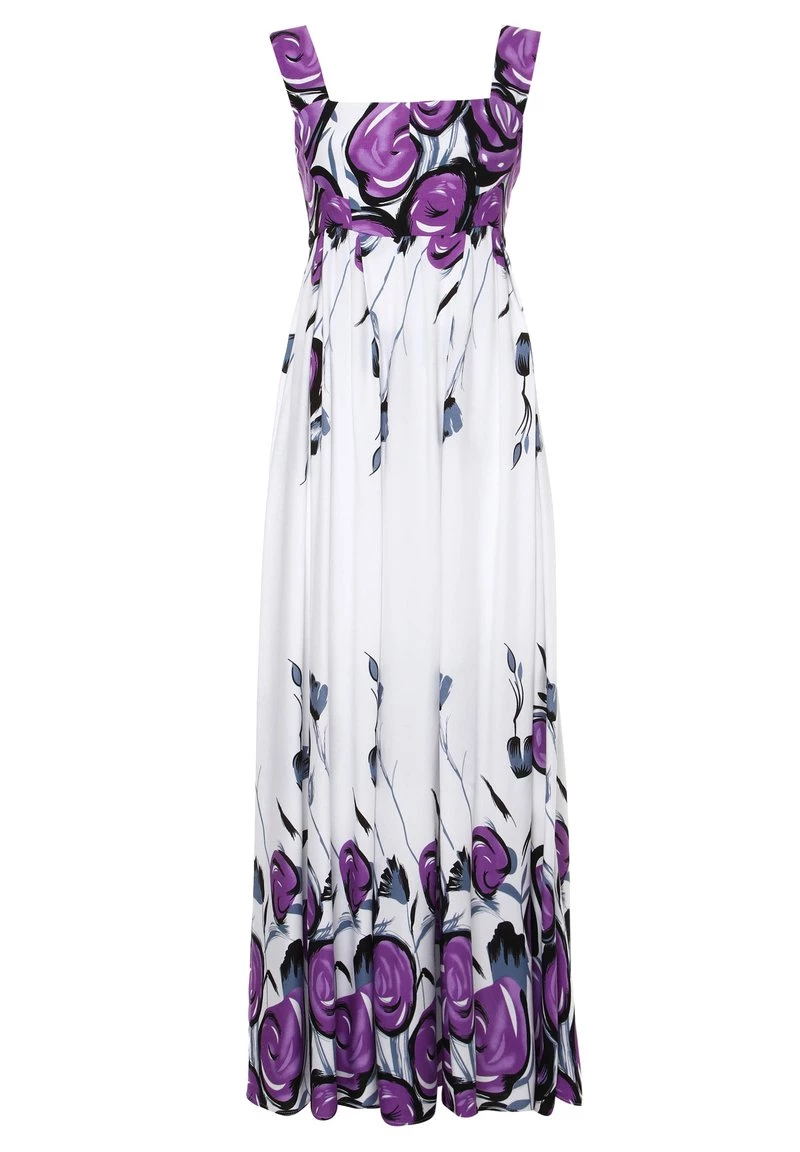 Migliore vendita π Madam-T Donna TOSCANA - Vestito Estivo - Weiß, Lila π - immagine 7