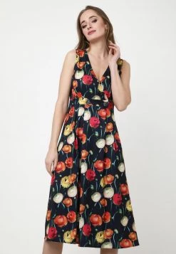 Nuovo 👍 Madam-T Donna GENEVRA - Vestito Estivo - Blau, Rot 🔥