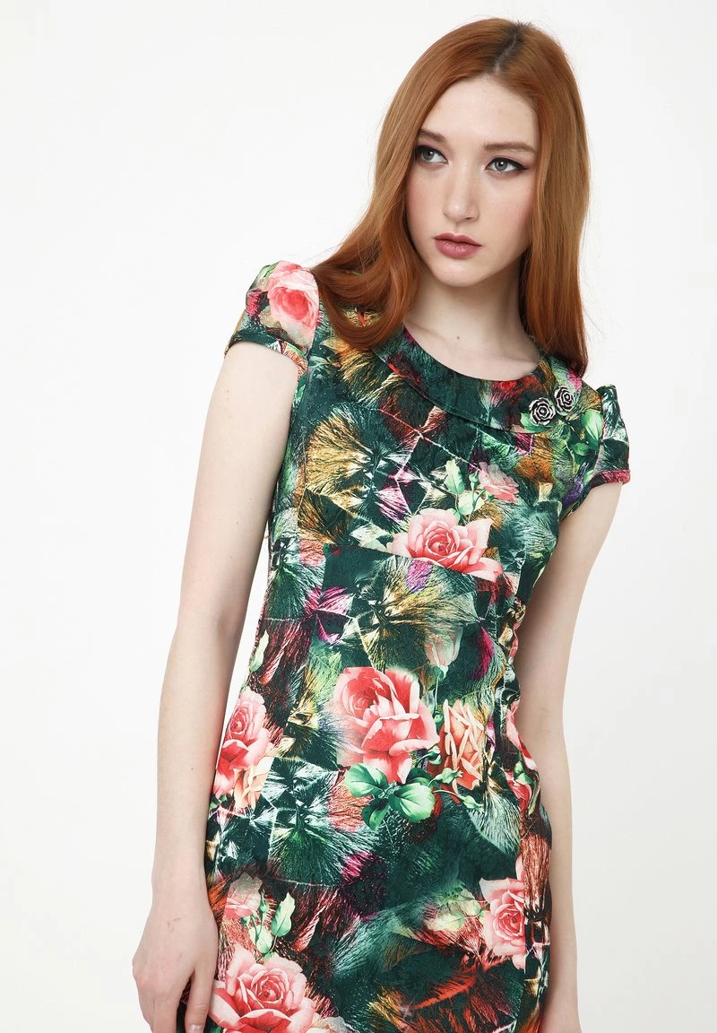 Il piΓΉ economico π Madam-T Donna DEVENTA - Vestito Estivo - Grün, Koralle π - immagine 4