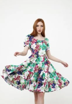 Presa 🤩 Madam-T Donna SARATA - Vestito Elegante - Weiß, Himbeere 💯