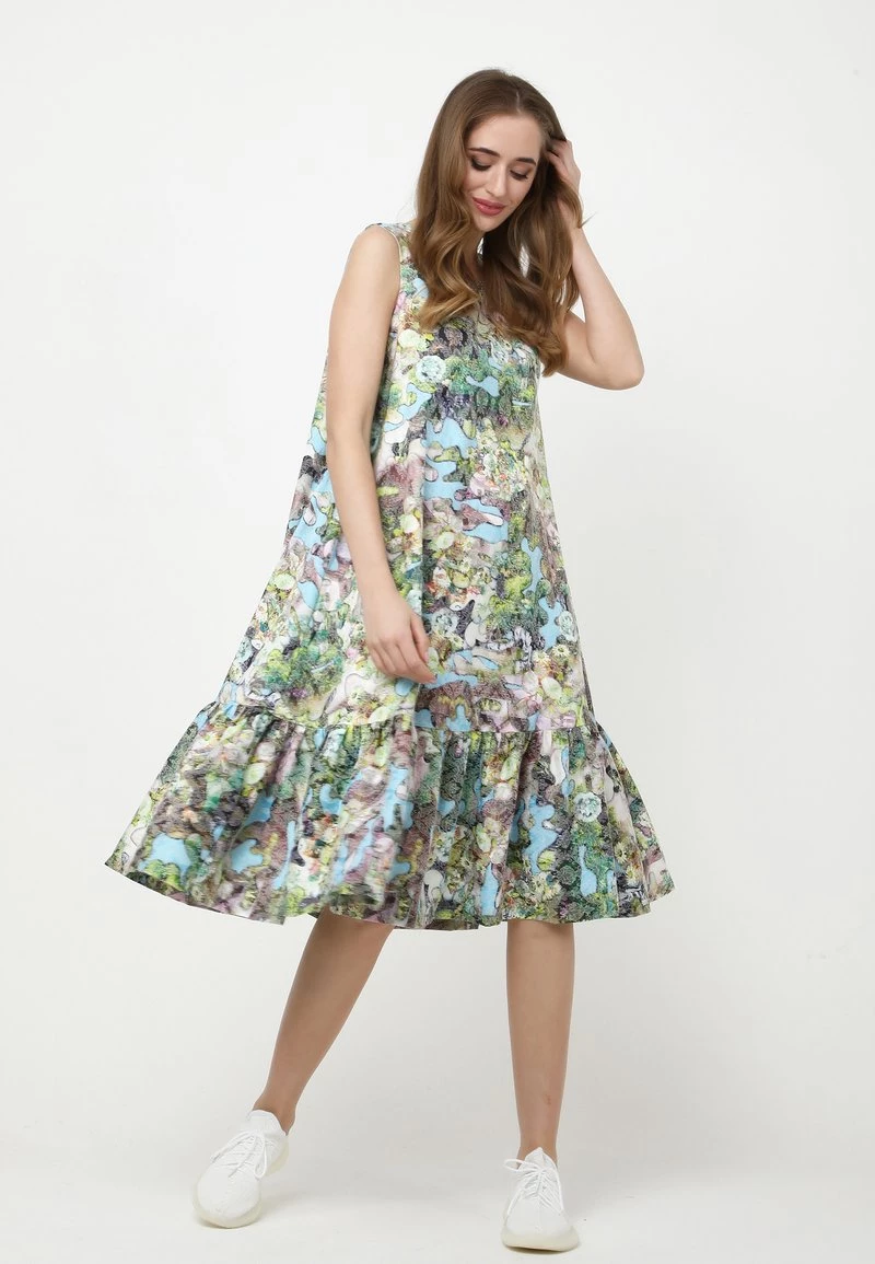 Nuovo π Madam-T Donna ELLA - Vestito Estivo - Hellblau, Grün π―