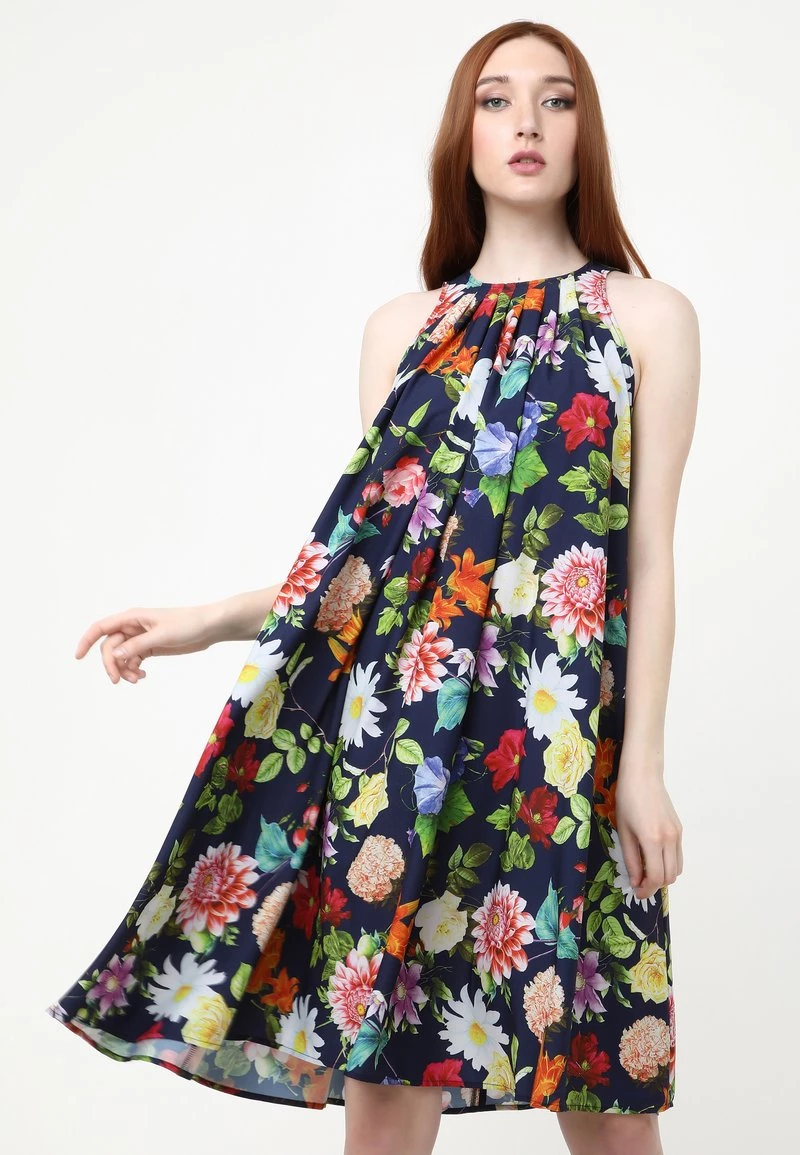 Nuovo di zecca π Madam-T Donna FAVIA - Vestito Estivo - Blau/koralle π