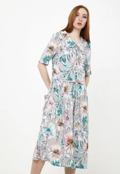 Sconto 🌟 Madam-T Donna BELLA - Vestito Estivo - Grau, Aqua 👏