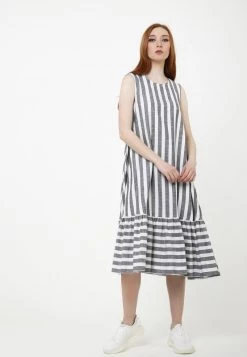 A buon mercato 🔥 Madam-T Donna Vestito Estivo - Schwarz, Weiß 🎁