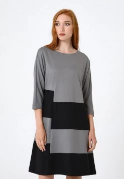 Vendita calda 🌟 Madam-T Donna MAXIMA - Abito In Maglia - Grau Schwarz 😉