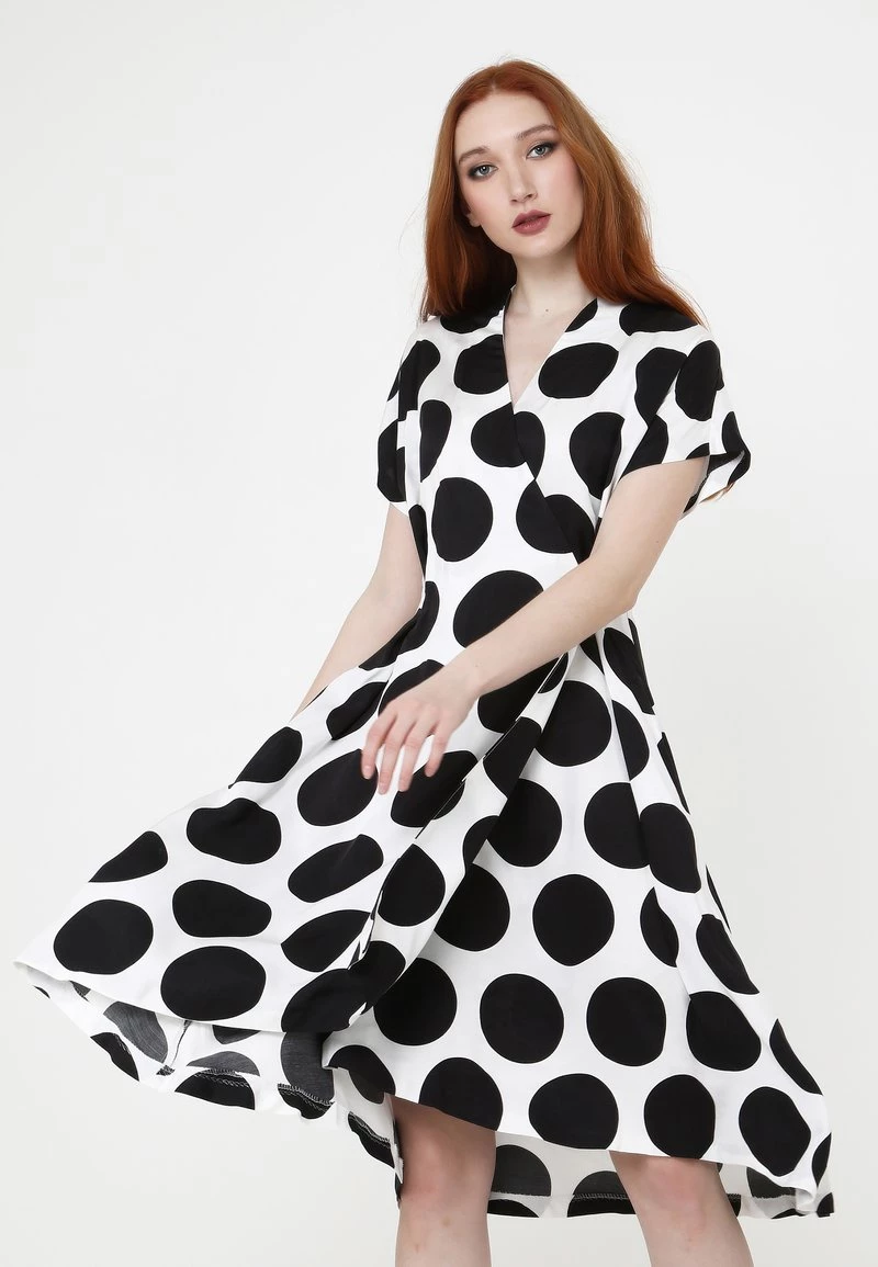 Miglior prezzo π Madam-T Donna RACHEL - Vestito Estivo - Weiß Schwarz π - immagine 4