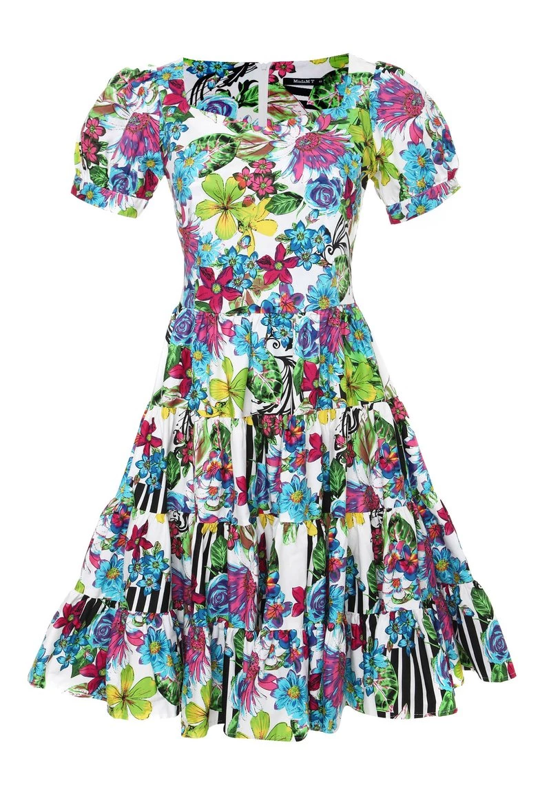 Sconto βοΈ Madam-T Donna SARATA - Vestito Elegante - Weiß, Hellblau π - immagine 7