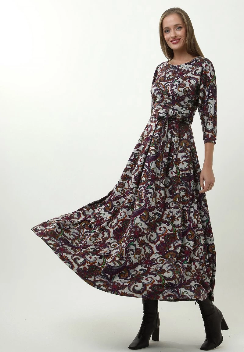 Miglior offerta π Madam-T Donna KOMBINA - Vestito Lungo - Grau Lila π - immagine 4