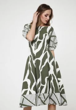 Vendita calda π Madam-T Donna KLEID ROBERTA - Vestito Estivo - Khaki/weiß β€οΈ