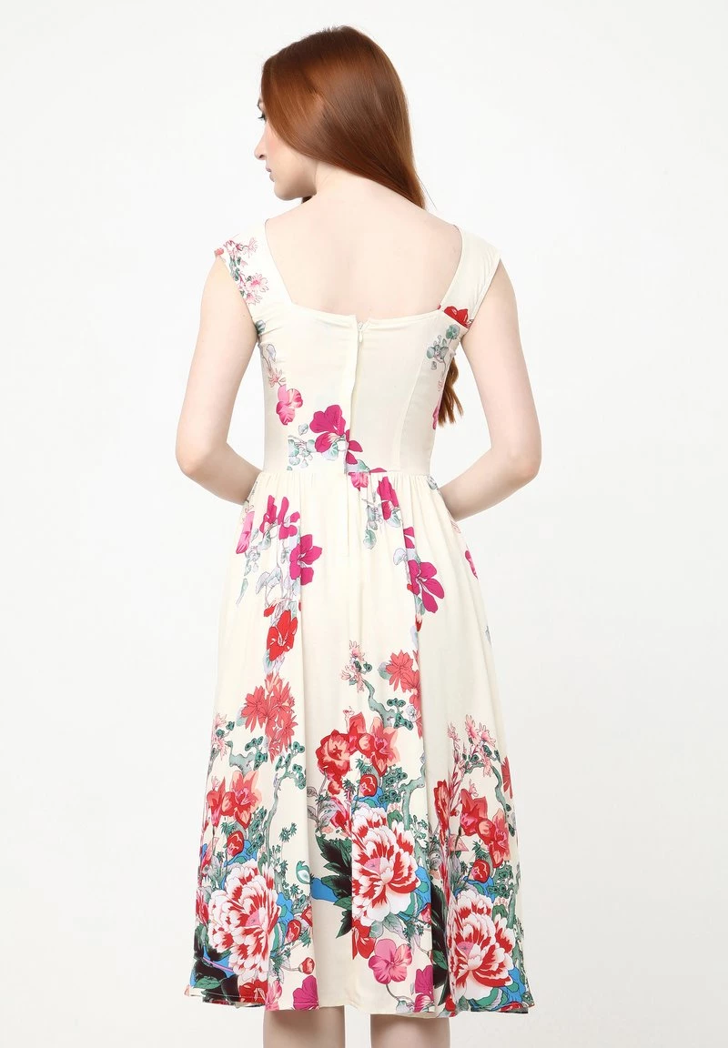 Promo π Madam-T Donna Vestito Estivo - Beige Rot π - immagine 3