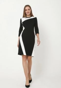 Miglior offerta 🥰 Madam-T Donna SPARNADA - Vestito Di Maglina - Schwarz, Weiß 👍